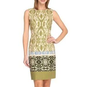 COPY - Tahari green zip up linen blend dress